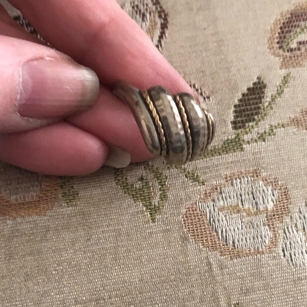 1990s Modernist Sterling Silver & 14kt Gold Ring- 623 $50 or $45 w/offer